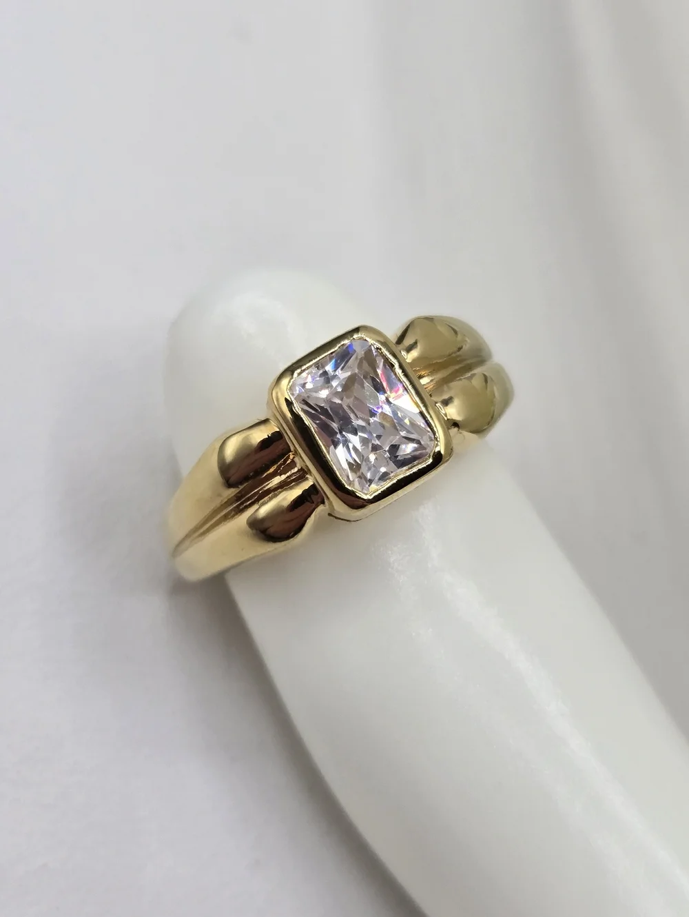 Swarovski Gold-Tone Ring with Clear Emerald-Cut Crystal